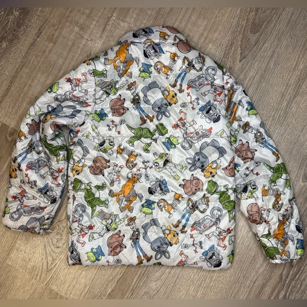 DISNEY Toy Story 4 LightWeight Puffer Jacket Size 7/8 Gray Green